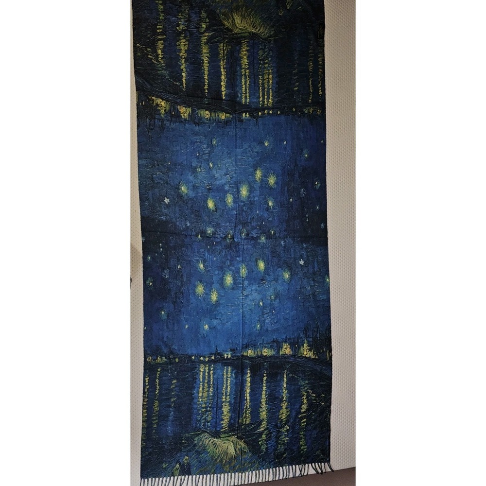 Van Gogh Starry Night 100% Cashmere Pashmina Shawl Wrap Made in Germany NEW
